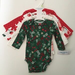 NEW Baby (3M) Carter’s Long Sleeve Bodysuits 4 pcs for Infant Floral Polka Dots